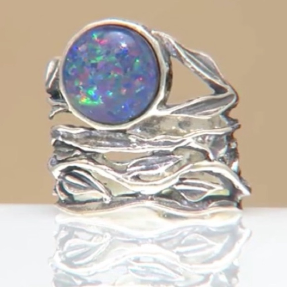 🪬 925s Sterling Opal ring SIZE 8 fairy core